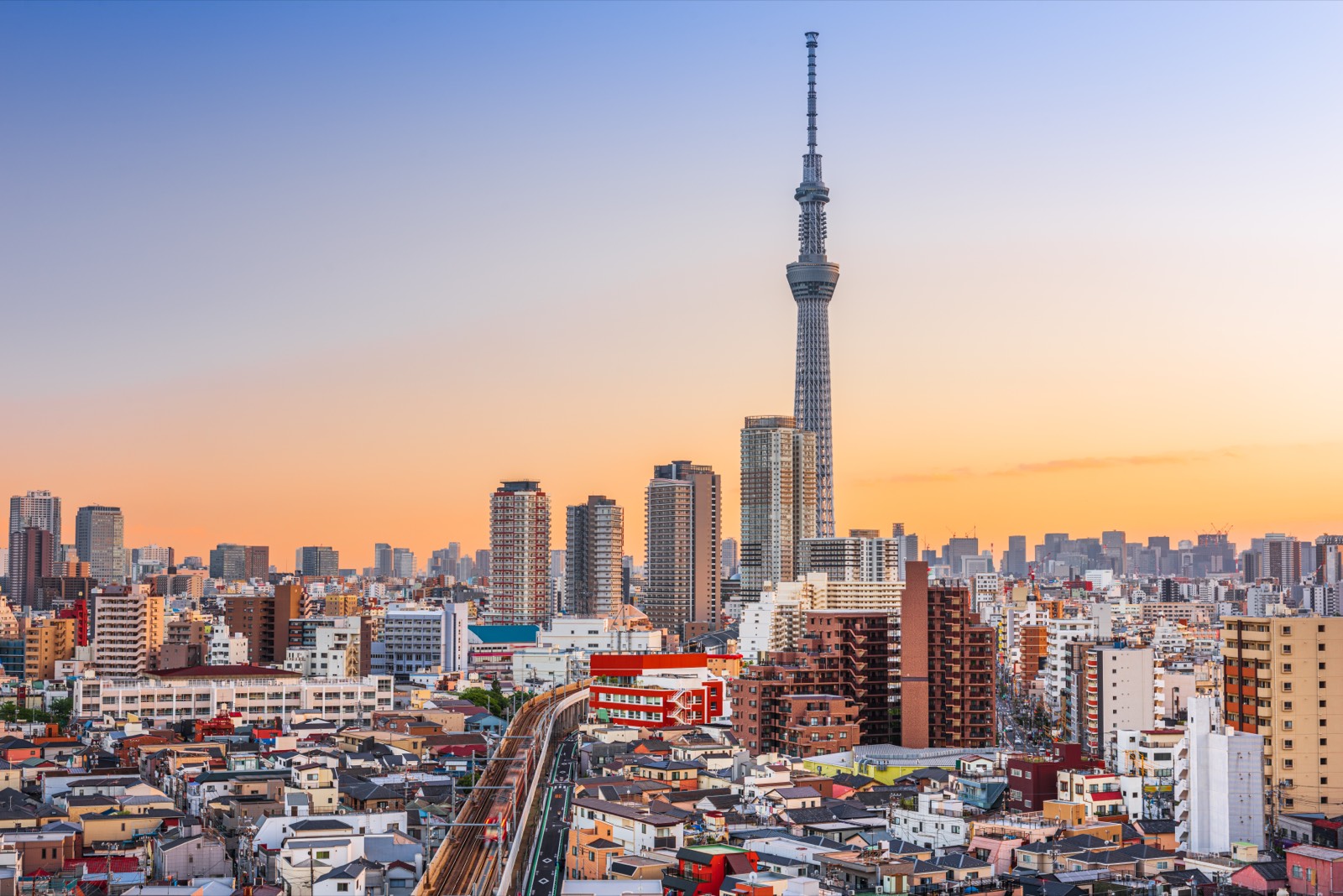 Akşam saatlerinde Tokyo Sumida bölgesi